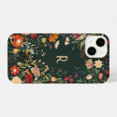 Gepersonaliseerd monogram floral telefoonhoesje iPhone hoesje (Achterkant horizontaal)