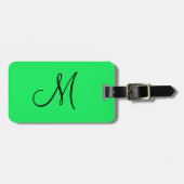 Gepersonaliseerd monogram fluorescerend geel bagagelabel (Voorkant horizontaal)