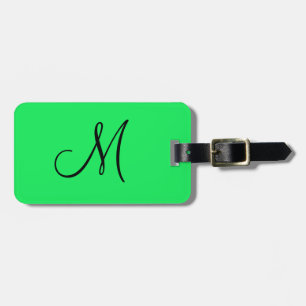 Gepersonaliseerd monogram fluorescerend geel bagagelabel