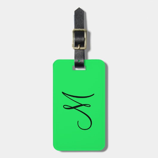 Gepersonaliseerd monogram fluorescerend geel bagagelabel (Voorkant verticaal)