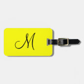 Gepersonaliseerd monogram fluorescerend geel bagagelabel (Voorkant horizontaal)