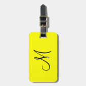 Gepersonaliseerd monogram fluorescerend geel bagagelabel (Voorkant verticaal)