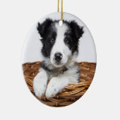 Gepersonaliseerd monogram & foto-kerstmis keramisch ornament (Rechts)