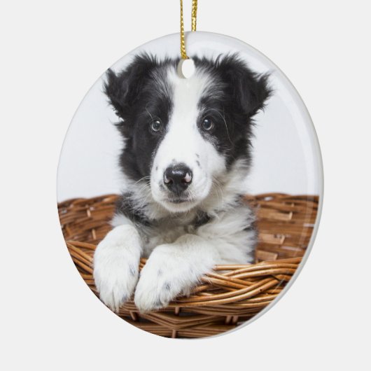 Gepersonaliseerd monogram & foto-kerstmis keramisch ornament (Links)