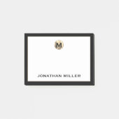 Gepersonaliseerd monogram geborsteld metaal post-it® notes (Voorkant)