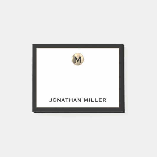 Gepersonaliseerd monogram geborsteld metaal post-it® notes (Voorkant)