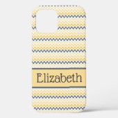 Gepersonaliseerd monogram Geel Gray Chevron Case-Mate iPhone Case (Achterkant)
