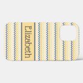 Gepersonaliseerd monogram Geel Gray Chevron Case-Mate iPhone Case (Achterkant (horizontaal))
