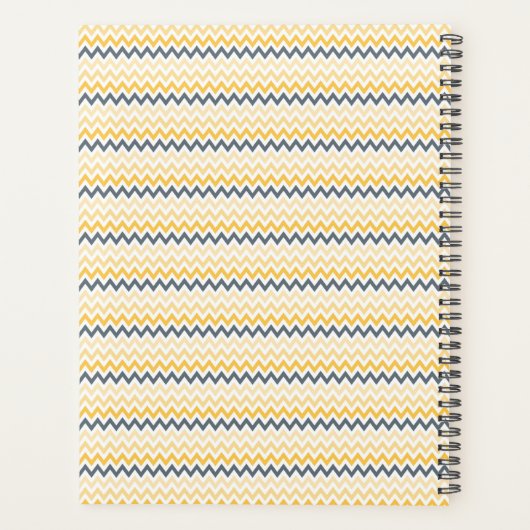 Gepersonaliseerd monogram Geel Gray Chevron Planner (Achterkant)