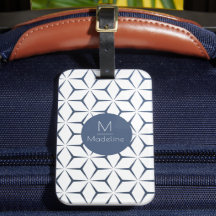 Gepersonaliseerd monogram geometrisch blauw