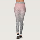 Gepersonaliseerd monogram  glitter schitterend roz leggings (Achterkant)