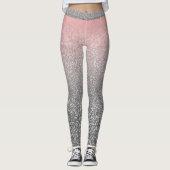 Gepersonaliseerd monogram  glitter schitterend roz leggings (Voorkant)