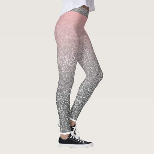 Gepersonaliseerd monogram  glitter schitterend roz leggings (Rechts)