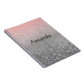 Gepersonaliseerd monogram  glitter schitterend roz notitieboek (Rechterzijde)