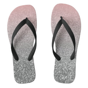 Gepersonaliseerd monogram  glitter schitterend roz teenslippers