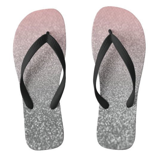Gepersonaliseerd monogram glitter schitterend roz teenslippers (Voetbed)