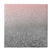 Gepersonaliseerd monogram  glitter schitterend roz tegeltje (Voorkant)