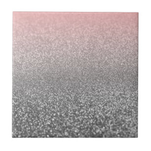 Gepersonaliseerd monogram glitter schitterend roz tegeltje