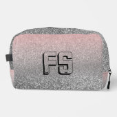 Gepersonaliseerd monogram  glitter schitterend roz toilettasje (Voorkant)