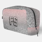 Gepersonaliseerd monogram  glitter schitterend roz toilettasje (Rechterhoek)