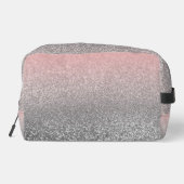 Gepersonaliseerd monogram  glitter schitterend roz toilettasje (Achterkant)