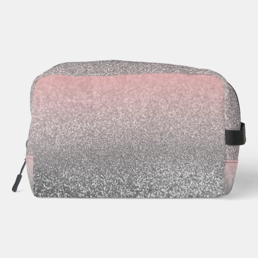 Gepersonaliseerd monogram  glitter schitterend roz toilettasje (Achterkant)