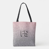 Gepersonaliseerd monogram glitter schitterend roz tote bag (Achterkant)