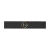 Gepersonaliseerd monogram Gold Lijst Black Wedding Uitnodigingen Wikkel (Vlak)