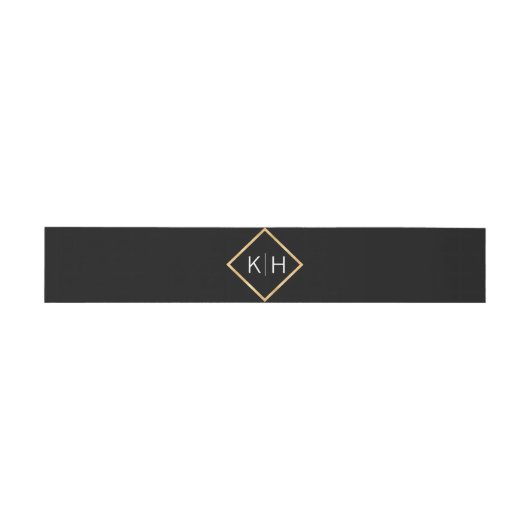 Gepersonaliseerd monogram Gold Lijst Black Wedding Uitnodigingen Wikkel (Vlak)