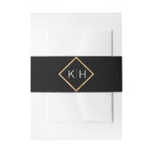 Gepersonaliseerd monogram Gold Lijst Black Wedding Uitnodigingen Wikkel (Voorkant Voorbeeld)