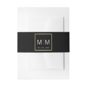 Gepersonaliseerd monogram Gold Lijst Black Wedding Uitnodigingen Wikkel (Voorkant Voorbeeld)