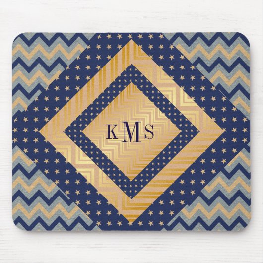 Gepersonaliseerd monogram Golden Nautical Mousepad Muismat (Voorkant)