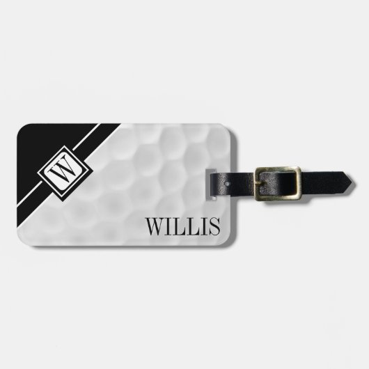 Gepersonaliseerd Monogram Golf Ball Bagagelabel (Voorkant horizontaal)