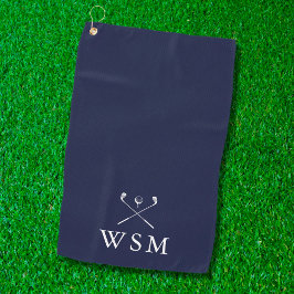 Gepersonaliseerd monogram Golf Clubs Navy Blue Golfhanddoek