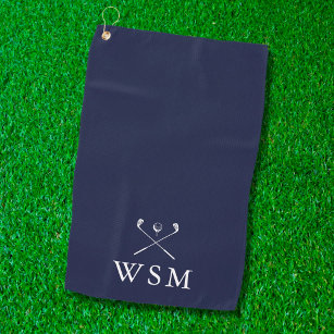 Gepersonaliseerd monogram Golf Clubs Navy Blue Golfhanddoek