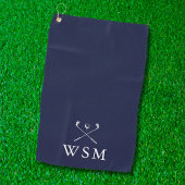 Gepersonaliseerd monogram Golf Clubs Navy Blue Golfhanddoek
