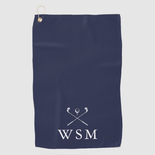 Gepersonaliseerd monogram Golf Clubs Navy Blue Golfhanddoek (Voorkant)