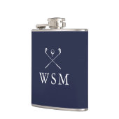 Gepersonaliseerd monogram Golf Clubs Navy Blue Heupfles (Links)