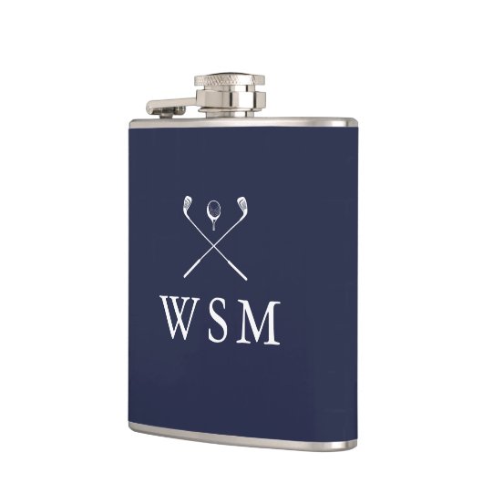 Gepersonaliseerd monogram Golf Clubs Navy Blue Heupfles (Links)