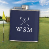 Gepersonaliseerd monogram Golf Clubs Navy Blue Heupfles