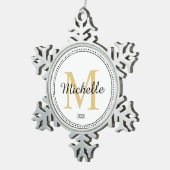 Gepersonaliseerd monogram goud tin sneeuwvlok ornament (Rechts)