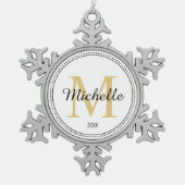 Gepersonaliseerd monogram goud tin sneeuwvlok ornament (Voorkant)