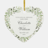 Gepersonaliseerd Monogram Greenery Wedding Keramisch Ornament (Voorkant)