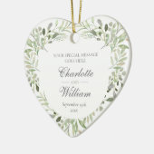 Gepersonaliseerd Monogram Greenery Wedding Keramisch Ornament (Links)