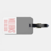 Gepersonaliseerd monogram grijs en koraal bagagelabel (Achterkant horizontaal)