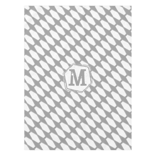 Gepersonaliseerd monogram grijs geometrisch patroo tafelkleed (Voorkant)