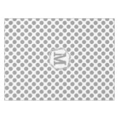 Gepersonaliseerd monogram grijs polka dot patroon tafelkleed (Voorkant (Horizontaal))