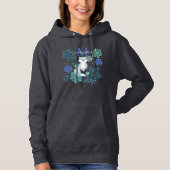 Gepersonaliseerd monogram grijze vos blauwe sneeuw hoodie (Voorkant)