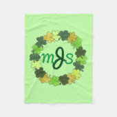 Gepersonaliseerd monogram Groen Iers Shamrock Wrea Fleece Deken (Voorkant)