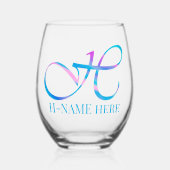 Gepersonaliseerd Monogram "H" Naam Abstract Spring Wijnglas Zonder Voet (Voorkant)